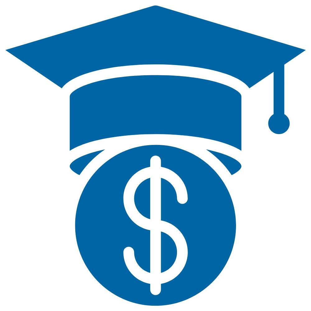 Dollar sign with graduation cap